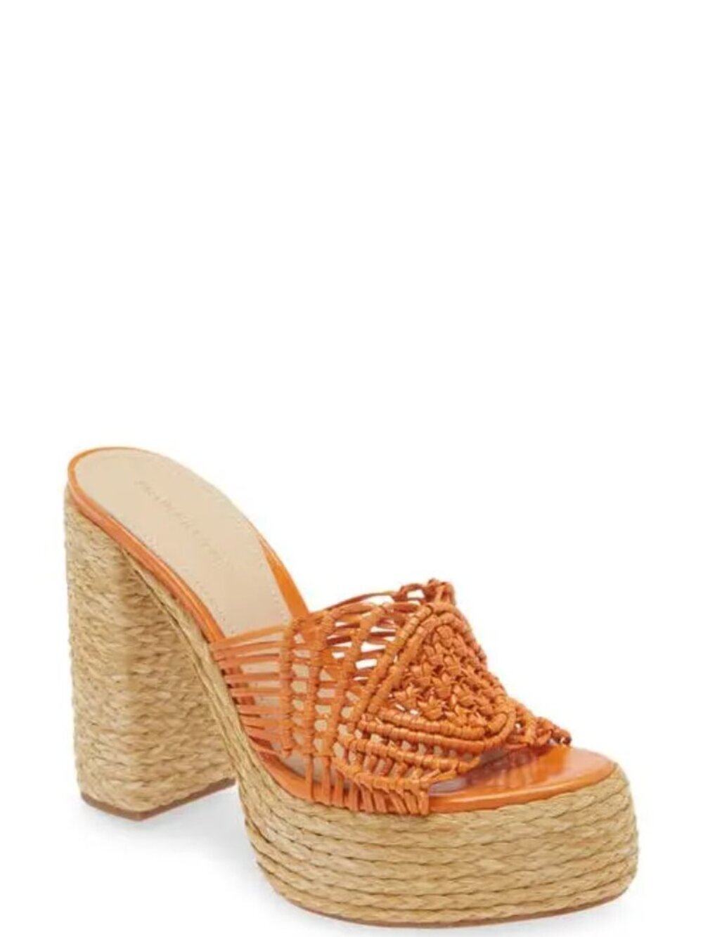 Paloma Barceló Susana Raffia Orange Woven Rope-Platform Mules EU40/US9